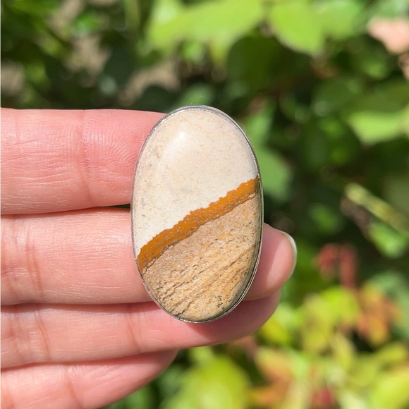 Jewelry - Size‎ 8.5 925 silver plated picture jasper ring